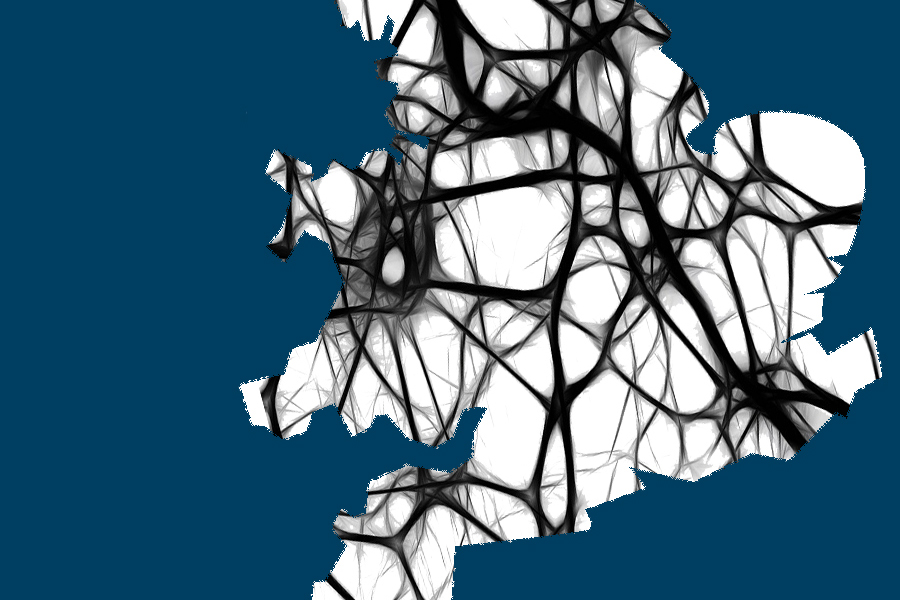 Nätverk över Englandskarta.